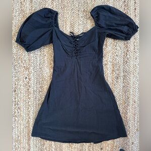 H&M Black Puff Sleeve Mini Dress